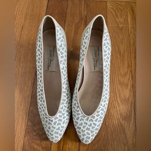 Vintage Sesto Meucci of Florence Leather Cone Heel Pumps Beige & White,  5 1/2 M